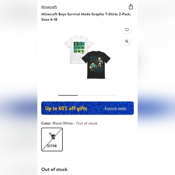 2 **NEW** MINECRAFT SHIRTS BOYS SIZE L (10/12) - Picture 2 of 2